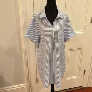 Striped Blue Midi Shirt Dress